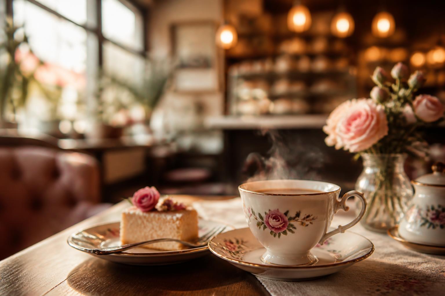 Café fresco com vapor em ambiente acolhedor da Vó Oliva